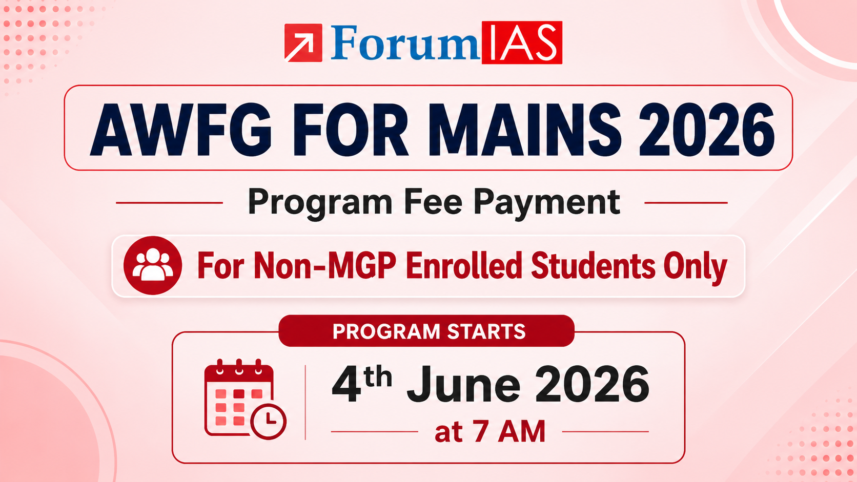 AWFG for Mains 2026 Program Fee Payment for Non-MGP students only